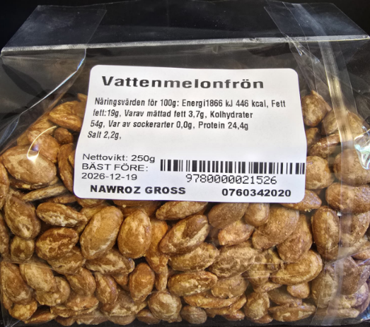 NAWROZ Naturell vann melon frø 250g x 24 Stk